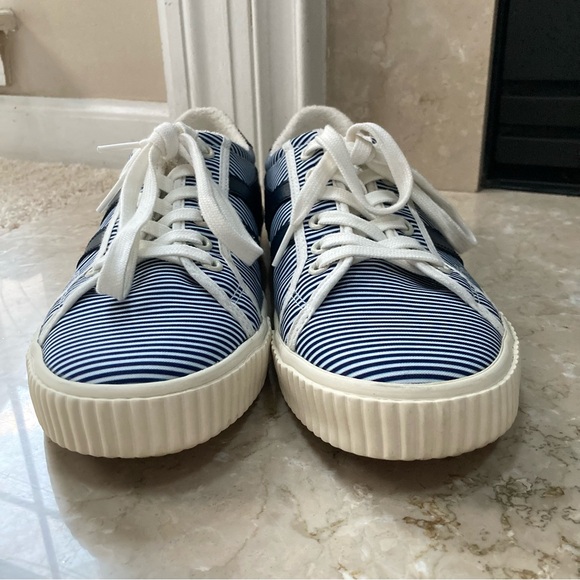 Gola x Talbots Mark Cox Tennis Sneakers in Blue and White Elegant Stripe, Size 9